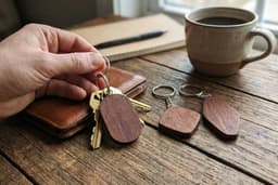 Sapele Wood Keychain lifestyle photo
